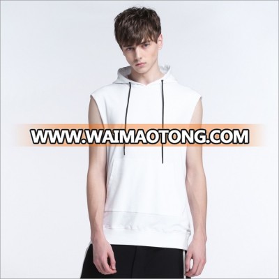 2017 Hot sale style quality custom mens sleeveless hoodie